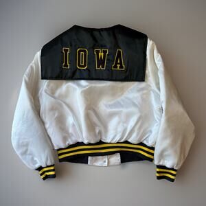 Vintage Iowa Hawkeyes Jacket Women's XL White 80s Bomber Chalk Line Football